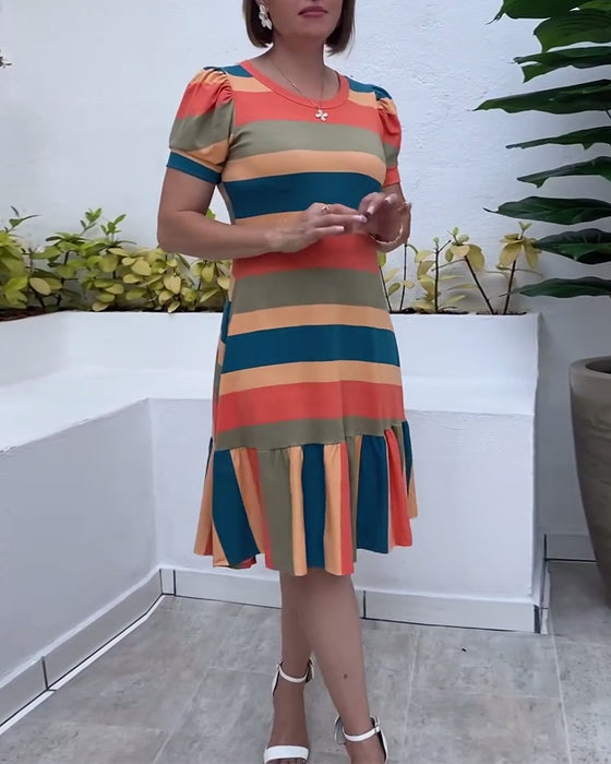 Jurk casual korte mouw gestreept