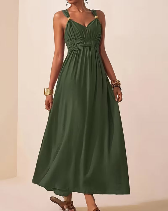 Jurk Mouwloos Gerimpeld Beugel Taille-Trekkend