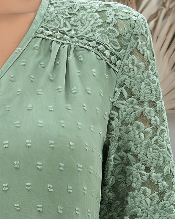 Blouse Kant Patchwork 3D Bloemen