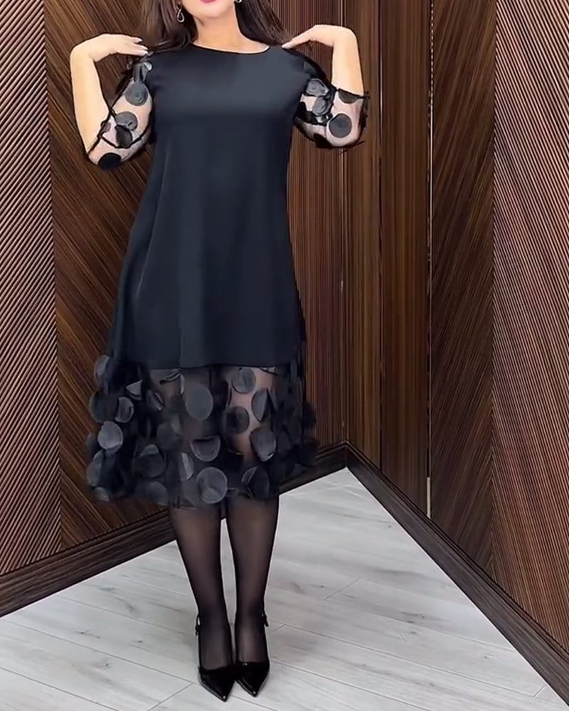 Jurk Gaas Stiksel Modieus Ronde Hals