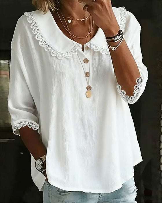 Blouse Kant Ingezet Peter Pan Kraag
