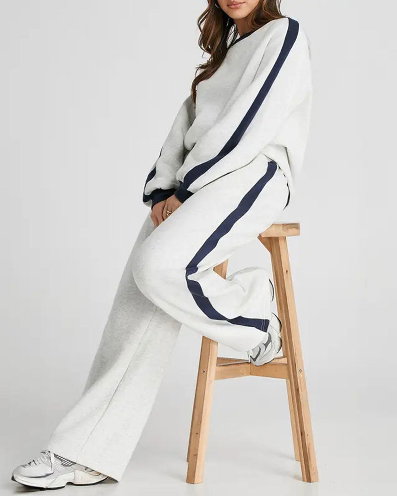 Set Zij Kleurblok Ronde Hals Sweatshirt