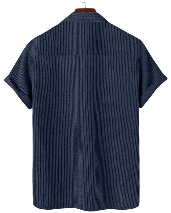 Shirt Knoopsgat Knoop Effen Heren Korte Mouw