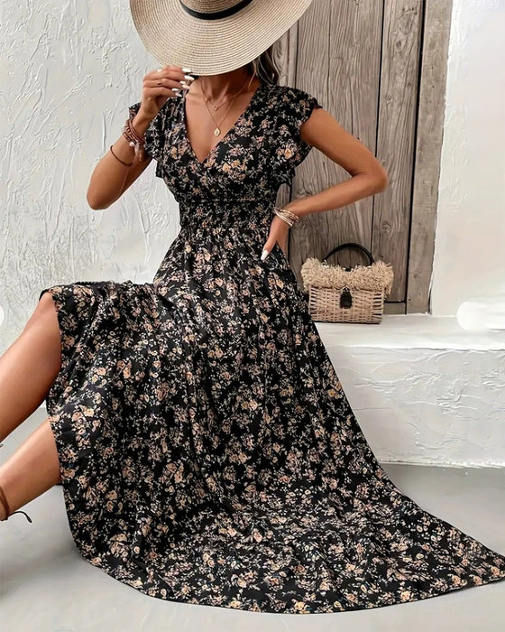 Jurk Bloemen Taille Strik