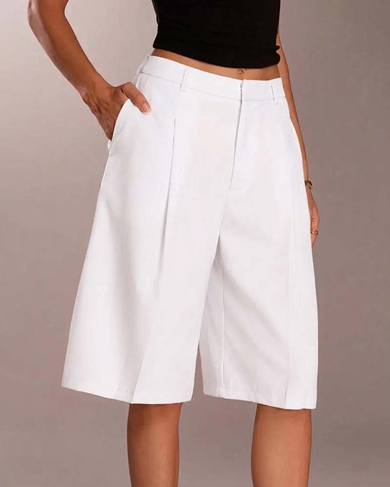 Blazer Broek Bermuda Rechte Pijp Zak Casual