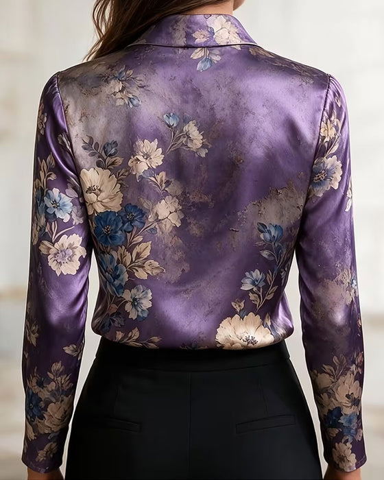 Blouse Kraag Gedrapeerd Lange Mouw