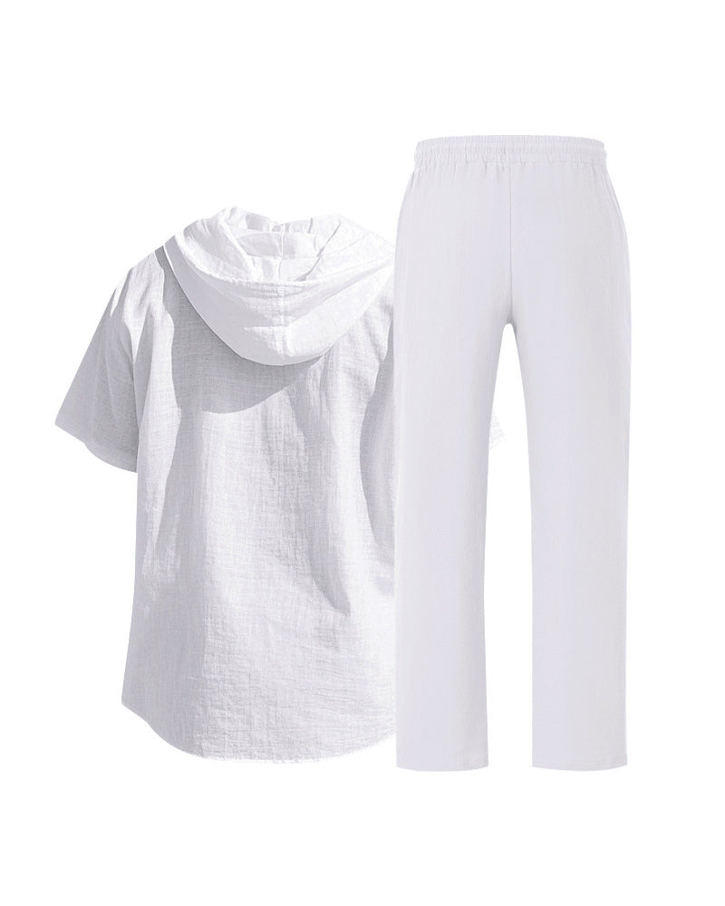 Heren Lichtgewicht Capuchon Tweedelig Set Voor Zomer Casual Wear