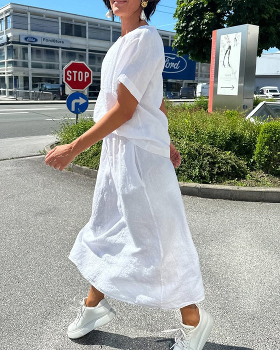 Set Effen Kleur Katoen En Linnen Casual