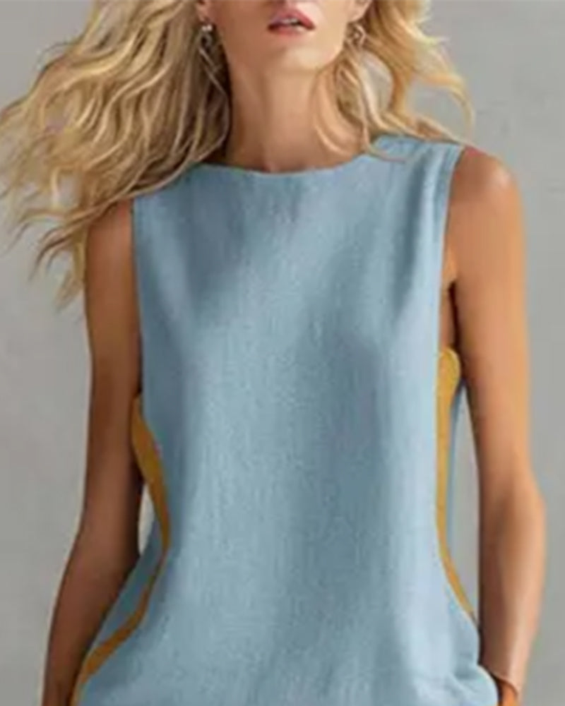 Tweedelig Set Mouwloos Casual Color-Block