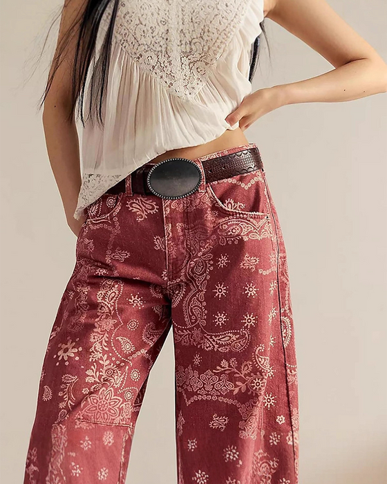 Jeans Losse Pasvorm Print Middenrijzing