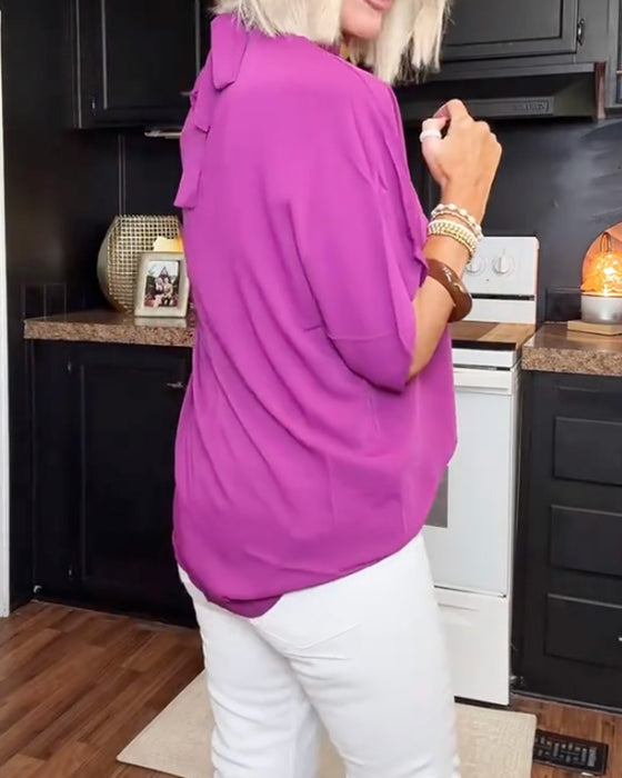 Blouse Mock Neck Los Effen