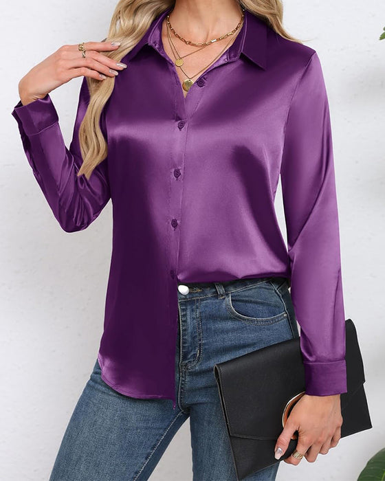 Shirt Effen Kleur Langmouw Gedrapeerd