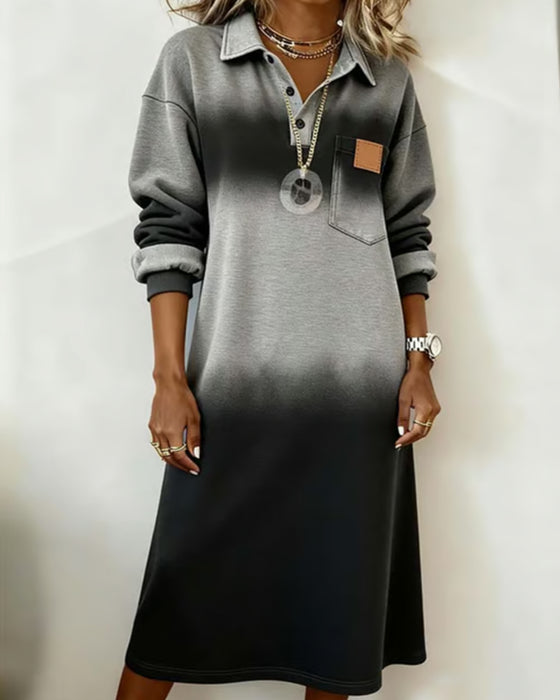 Jurk Revers Verloop Lange Mouwen