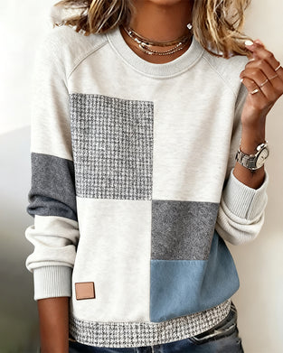 Sweatshirt Ronde Hals Contrastkleur Casual