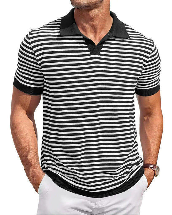 T-Shirt Polokraag Streep Kleurblok