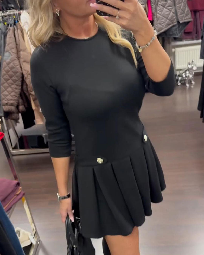 Jurk Elegant Slankend Geplooid