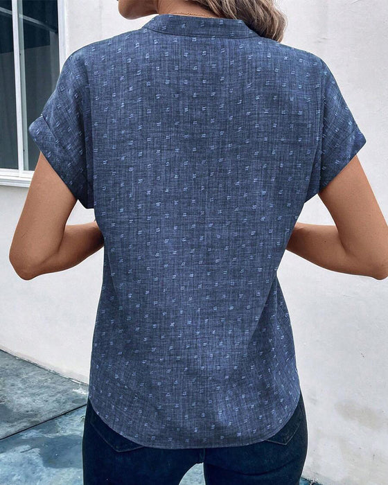 Blouse V-Hals Bedrukt Korte Mouwen