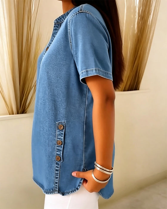 Top Casual Knoppen Korte Mouwen