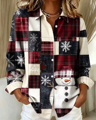 Overhemd Reverse Knoop Geruit Kerst Stijl