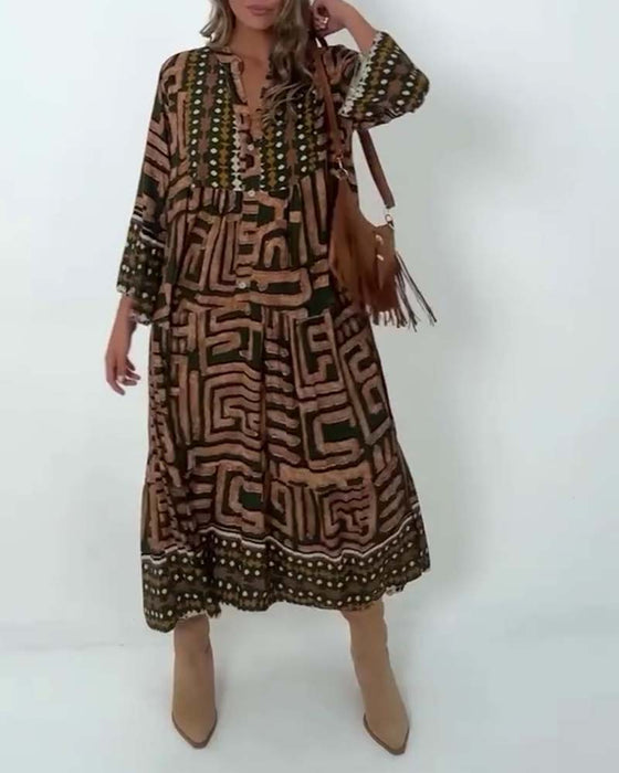 Jurk Etnische Geometrische Print