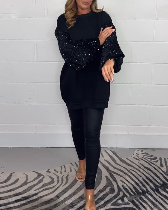 Casual sweatshirt met ronde hals en lange mouwen