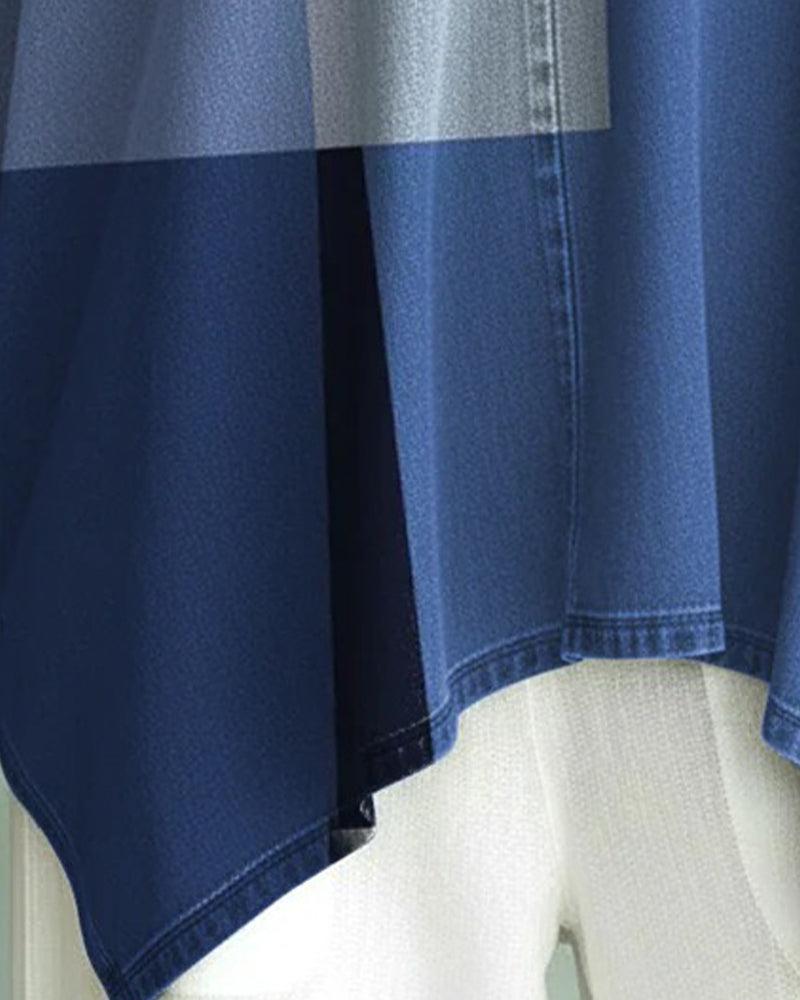 Top V-Hals Kleur Blok Los