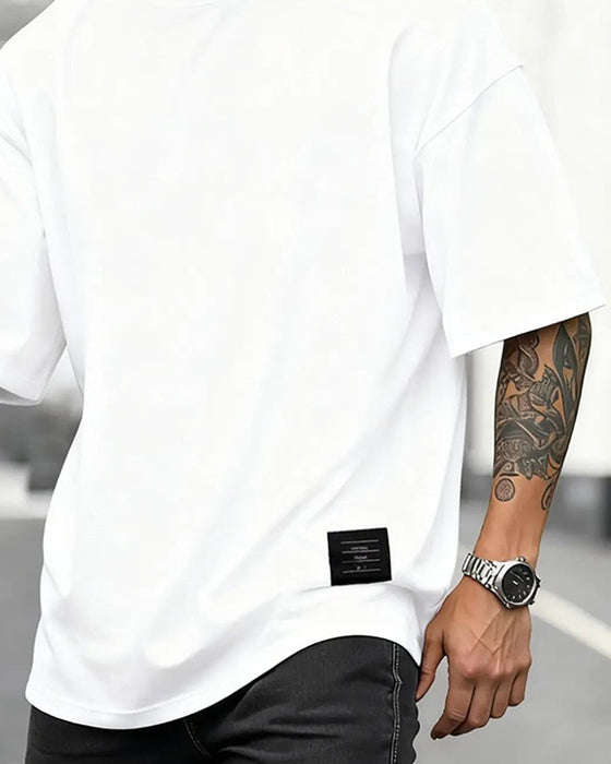 T-Shirts Ronde Hals Los Geweven Label