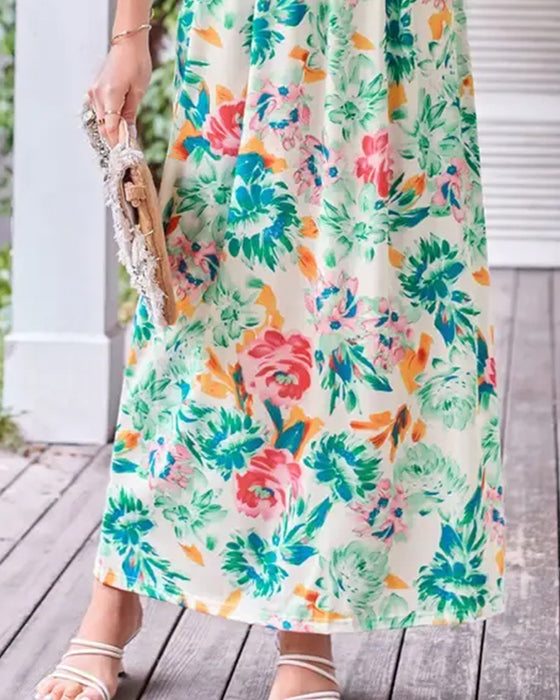 Jurk Bloemen Strapless Taille A-Lijn