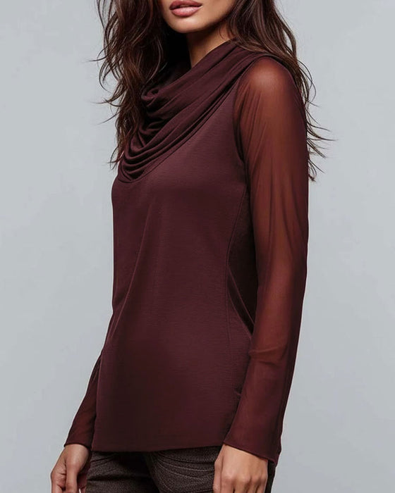 Blouse Mock Hals Effen Casual