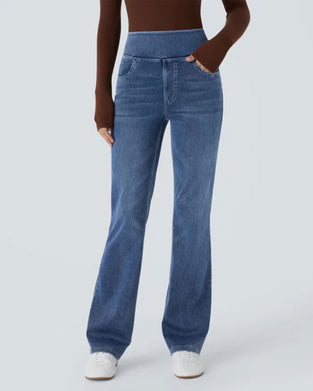 Broek Hoge Taille Denim Zak Flared