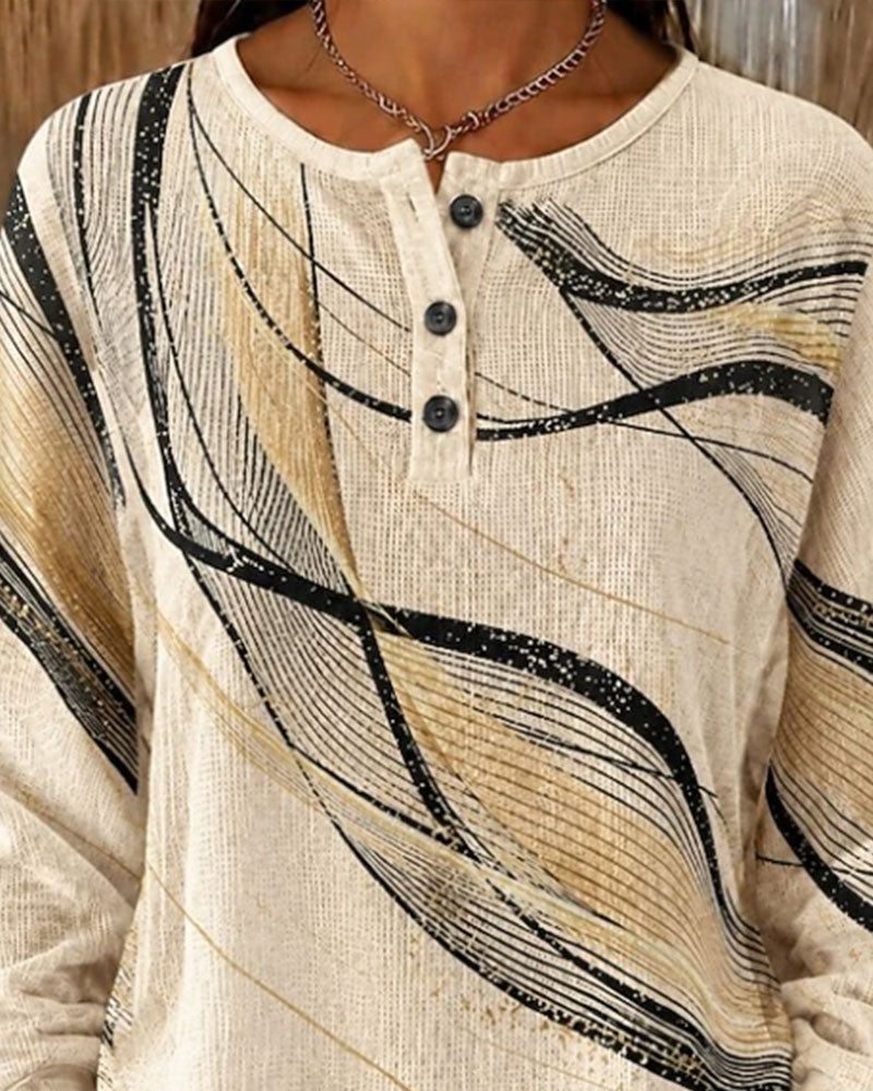 Sweatshirt Golf Lijn Print