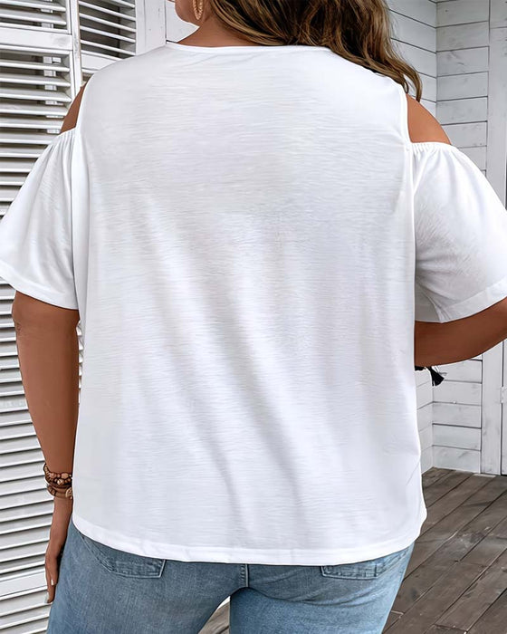 Blouse Cold Shoulder Gerafelde Mouwen