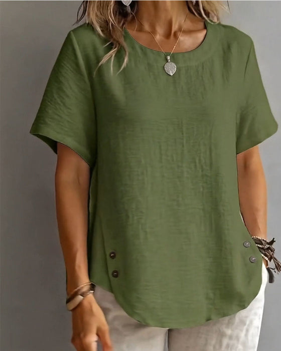 T-Shirt Ronde Hals Effen Eenvoudig 100% Katoen