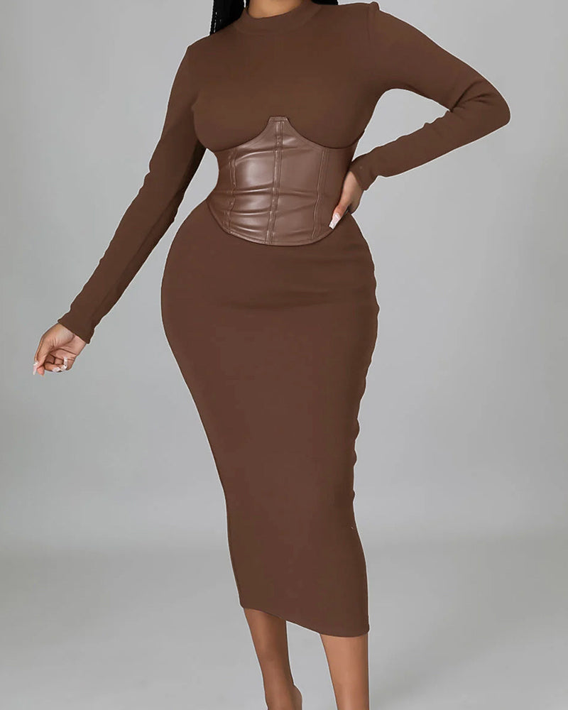 Jurk In Effen Kleur Met Paneeldetails En Bodycon Pasvorm