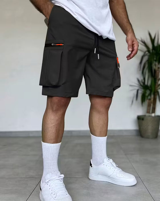 Heren Broek Effen Loose Fit Kort Cargo