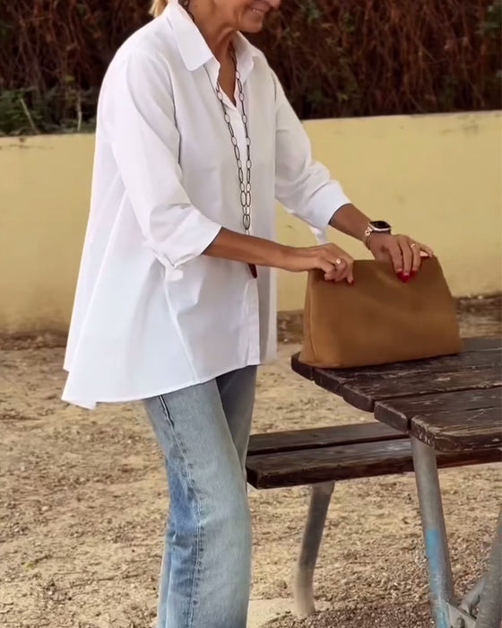 Casual Shirt Met Jasrevers En Lange Mouwen