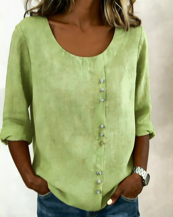 Top Ronde Hals Lange Mouw