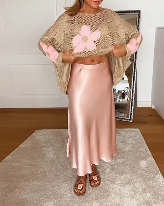 Elegante effenkleurige geplooide rok