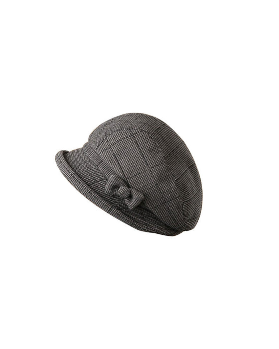 Dames Elegante Ruitpatroon Strik Decor Baret