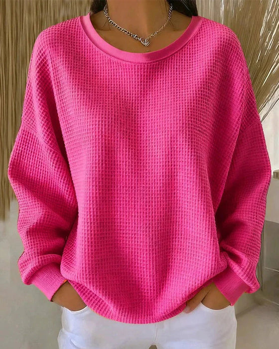 Sweatshirt Effen Wafeltextuur Pullover