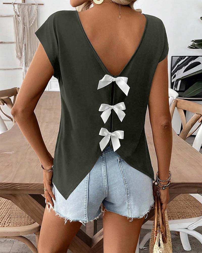T-Shirt V-Hals Rug Strik