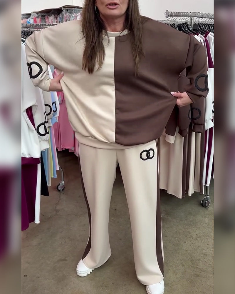 Set Contrastkleur Casual Sweatshirt