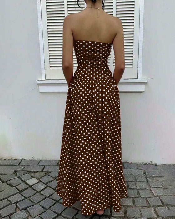 Jurk Stipjes Bandeau A-Lijn Lang