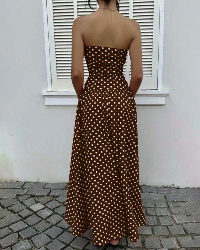 Jurk Stipjes Bandeau A-Lijn Lang