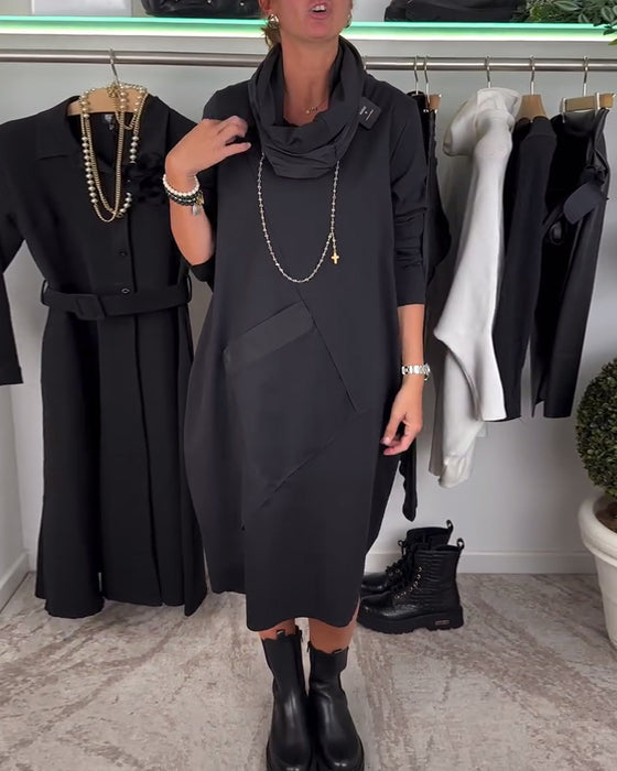 Casual jurk in effen kleur met ronde hals