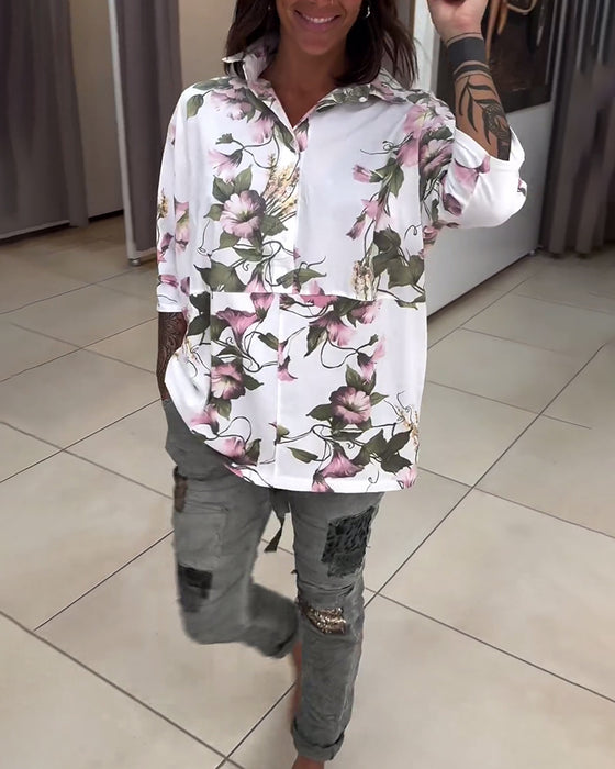 Elegante reversblouse met bloemenprint
