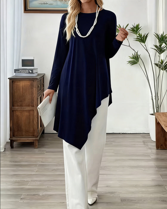 Top Asymmetrisch Middenlang Effen