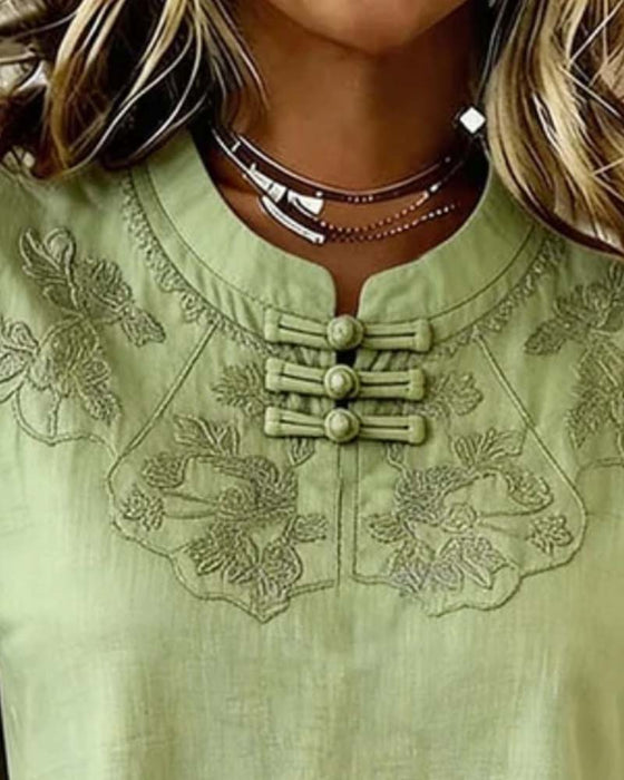 Blouse Frog Knoop Mandarin Kraag Chinese Stijl