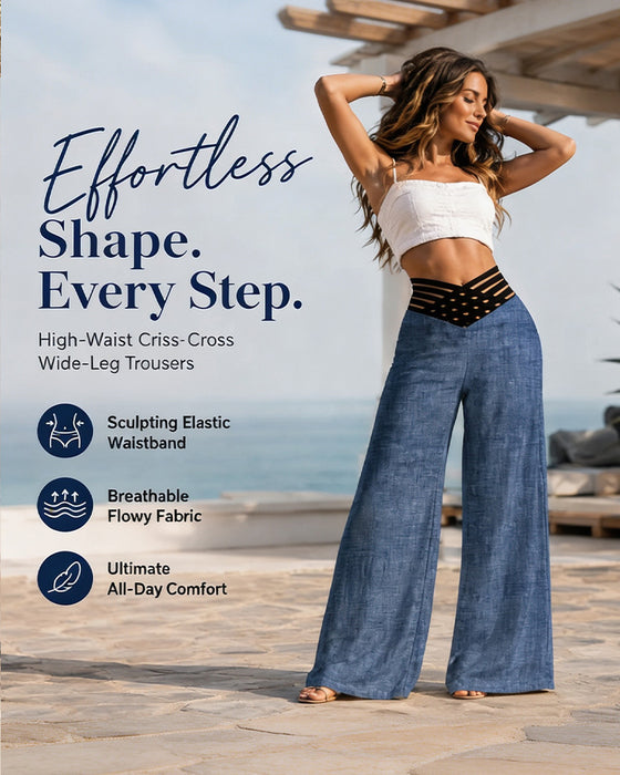 Broek Hoge Taille Casual Trendy Wijdbeen