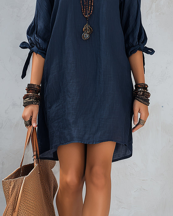 Jurk V-Hals Strik Los Casual
